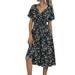 VBARHMQRT Female Velvet Wrap Dress Women Floral Print Casual V-Neck Short-Sleeved A-Line Beach Long Robe Dress off Shoulder Dresses for Women Vintage Dress for Women