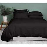 Kamas 5 Piece Solids Solid Twin/Twin XL Black Duvet Cover Set 100% Egyptian Cotton 600 Thread Count with Zipper & Corner Ties Luxurious Quality