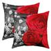 Red Rose Floral Throw Pillow Covers 20x20 Inch Pack of 2 3D Printed Blossom Flowers Pillow Covers Valentine s Day Botanical Cushion Covers Romantic Farmhouse Garden Rose Decorative Pillow Covers