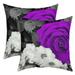 Rose Throw Pillow Covers 16x16 Inch Set of 2 Purple Rose Floral Pillow Covers Romantic Flower Cushion Covers for Couple Lovers Black Grey Blossom Garden Valentine Decor Decorative Pillow Covers