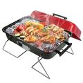 Fresh Fab Finds Portable Charcoal Grill Outdoor Tabletop Grill Small Barbecue Smoker Folding BBQ Grill with Lid for Backyard Camping Picnics Beach Red