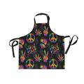ALAZA Rainbow Peace Love Sign Gesture Funny Apron with 2 Pockets for Women Men Adjustable Garden Bib