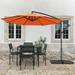 MEJO INC 10 ft Steel Crank-lift Cantilever Umbrella With Weighted Base Orange