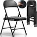 GAZILY Folding Chair with Vinyl Padded Seats Portable Dining Chairs (4 Pack) Black