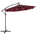 Yaheetech 10 Ft Patio Offset Umbrella with 32 LED Lights and Crank & Cross Base Burgundy