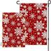 Wellsay Garden Flag with Led Lights Red Seamless Snowflake Pattern Double Sided Printing 12x18 Inch for Outdoor Garden Yard Decorations