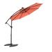 Historyli Go5H 10ft Solar Offset Umbrella With 40 Built-in LED Lights Air Vent Removable Crank Handle Cross Base Outdoor Market Hanging Umbrella For Backyard Deck