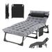 Patio Lounge Chair Chaise Bed Adjustable Beach Reclining Positions with Pillow