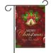 Wellsay New Year Polyester Garden Flag 28 x 40 Double Sided Christmas Bells Balls Holly Berry Fir Tree Branches Decorative House Flag for Party Home Outdoor Decor