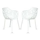 Afuera Living Modern Indoor Outdoor Aluminum Dining Armchair White Set of 2