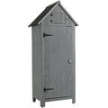 Hassch Outdoor Wood Storage Cabinet Garden Cupboard with Door and Shelves Outside Tools Shed for Patio (Gray 30.3 L x 21.3 W x 70.5 H)