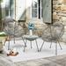 AVAWING 3 PCS Patio Wicker Conversation Bistro Set with Pillow Gray