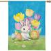 28x40 Garden Flag Outdoor Decor Spring Floral Easter Eggs Rabbit Decorations Colorful Flag Summer House Flag Size 28x40