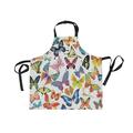 ALAZA Beautiful Multicolored Butterflies Funny Apron with 2 Pockets for Women Men Adjustable Garden Bib