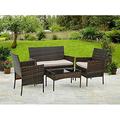 Outdoor Set of 4 Patio Sets Garden Conversation Bistro Set Wicker Sofa Rattan Table Chairs 4 Pieces Wicker Patio Set for Backyard Balcony Deck Brown