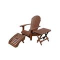 Poly Lumber Design Porch Folding Chair with Ottoman & Side-Table Set Everlasting PolyTuf HDPE- Amish Crafted-Made in USA-Brown