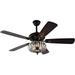 52 Inch Crystal Ceiling Fan Chandelier with Light and Remote Control Creative Design Light Fan 5 Reversible Wood Blades 3 Speeds for Living Rome Bedroom Kitchen