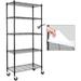 GEROBOOM 5- Shelving Units and on 3 Wheels with Liners Set of 5 NSF Certified Adjustable Heavy Duty Carbon Steel Wire Shelving Unit (30W x 14D x 63.7H) Pole Diameter 1 Inch