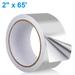 TSV 65 x 2 Aluminum Foil Tape Self Adhesive Silver Metal Tape High-Temperature HVAC Tape for Ductwork Dryer Vent AC Unit Furnace Water Heater