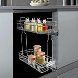 Miumaeov 2-Tier Wire Pull Out Storage Shelf Drawer Basket 22lb Capacity Wire Basket Slide Out Shelf Storage