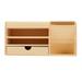 Desktop Storage Box Remote Control Holder Stationary Organizer Grid Container Wooden