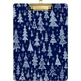 Wellsay White Christmas Trees Clipboard 9 x 12.5 Inches | Christmas Decorative Clipboard for School Office Nurse Art Business | Clipboard with Low Profile Gold Clip