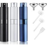 8ml Travel Perfume Atomiser Refillable Mini Refillable Perfume Bottle Aftershave Spray Bottle Upgraded Perfume Atomizer Perfume Pod and Refill Pump for Outdoor Traveling (3PCS BLACK/SILVER/BLUE)