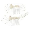 2 Pcs Hair Comb Pearl Accessories for Photography Wedding Decor Tiara Trendy Flower Headpiece Bride