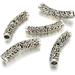 10Pcs Curved Noodle Tube 34Mm (1.34 Inch) Star Loose Beads Antique Silver Connector (Large Hole ~ 5Mm) For Jewelry Craft Making MC-L3