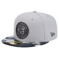 Men's New Era Gray Brooklyn Nets Active Color Camo Visor 59FIFTY Fitted Hat