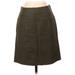 Ann Taylor Casual A-Line Skirt Knee Length: Green Solid Bottoms - Women's Size 0