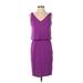 Lauren by Ralph Lauren Casual Dress - Sheath V-Neck Sleeveless: Purple Print Dresses - Women's Size X-Small Petite