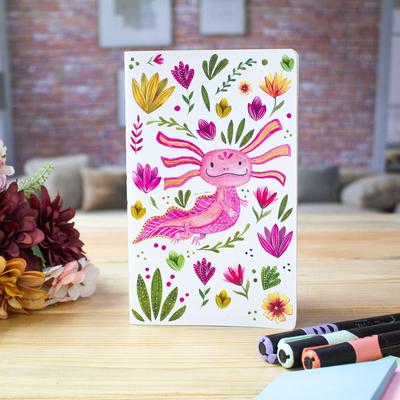 'Eco-Friendly Recycled Paper Notepad with Axolotl Motif'