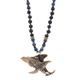 Men's Gold / Blue Powerful Spirit Animal Eagle Bronze Pendant Beaded Necklace - Navyblue Ebru Jewelry