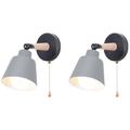 Lot de 2 Applique Mural Intérieur Design avec Interrupteur Lampe de Chevet Eclairage Décor Gris