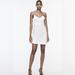 Zara Dresses | #174 Zara White Shiny Strappy Mini Dress Rhinestone Straps, Size Medium Nwt | Color: Silver/White | Size: M