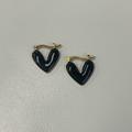 Madewell Jewelry | Madewell Black And Gold Hoops Enamel Heart Hoop Earrings Fall | Color: Black/Gold | Size: Os