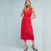 Anthropologie Dresses | Nwt Anthropologie Tracy Reese Pleated Red Midi Surplice Dress Size Medium | Color: Red | Size: M