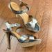 Coach Shoes | Coach Dani Platform Metallic Gold Vegan Leather Sandals Heels Pumps Heel 5" | Color: Silver/Tan | Size: 10