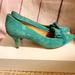 Anthropologie Shoes | Anthropologie Green Suede Ruffled Front Kitten Heel Pumps Sz.8/38 Msrp $138 | Color: Green | Size: 8