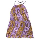 Anthropologie Dresses | Anthropologie | Mini Dress Purple Gold Embroidered Halter Back- Size 4 Petite | Color: Gold/Purple | Size: 4p