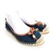 Michael Kors Shoes | Michael Kors Size 8 Womens Navy Blue Leather Canvas Meg Espadrille Loafer Preppy | Color: Blue/Brown | Size: 8