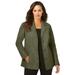 Plus Size Women's Leather Blazer by Jessica London in Dark Olive Green (Size 18 W)