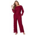 Plus Size Women's Wide Leg Lace Jumpsuit by Jessica London in Rich Burgundy (Size 26 W)