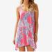 Lilly Pulitzer Dresses | Lilly Pulitzer S Monterey Pink Dress Coral Print Tank Racerback Dress | Color: Blue/Pink | Size: S