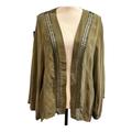 Free People Tops | Free People Os Kimono Jacket Open Front Dolman Sleeve Olive Green Crochet Trim | Color: Green | Size: Os