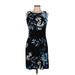 American Living Casual Dress - Mini Crew Neck Sleeveless: Black Floral Dresses - Women's Size 8