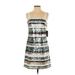 Vince Camuto Cocktail Dress - Mini Square Sleeveless: White Stripes Dresses - New - Women's Size 2