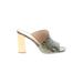 Botkier Mule/Clog: Slip-on Chunky Heel Boho Chic Gray Snake Print Shoes - Women's Size 8 1/2 - Open Toe