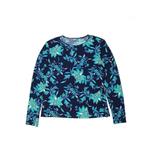 Lands' End Rash Guard: Blue Print Swimwear - Women's Size Small